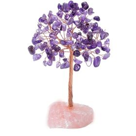 Chakra Crystal Money Tree Copper Wire Wrapped (Color: Purple)