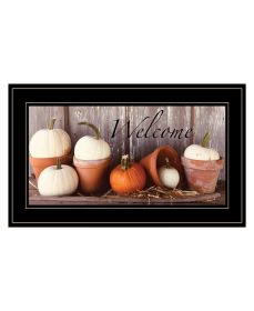 "Welcome Pumpkin Shelf" by Anthony Smith, Ready to Hang Framed Print, Black (Color: as Pic)