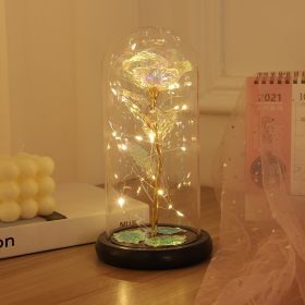 Artificial Flower Rose Light Up In A Dome Gift (Color: Multicolor-White)