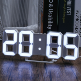 3D LED Digital Clock; For Home Decor (Color: White)