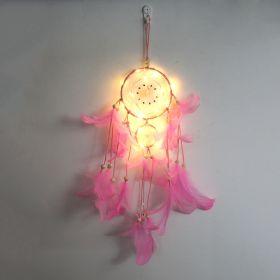 Dream Catcher With LED Lights; Wall Hanging Ornament (Color: Pink)